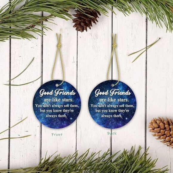 3"  Xmas Tree Ornament Ceramic Christmas Hanging Ornament Friendship - Picture 6 of 7
